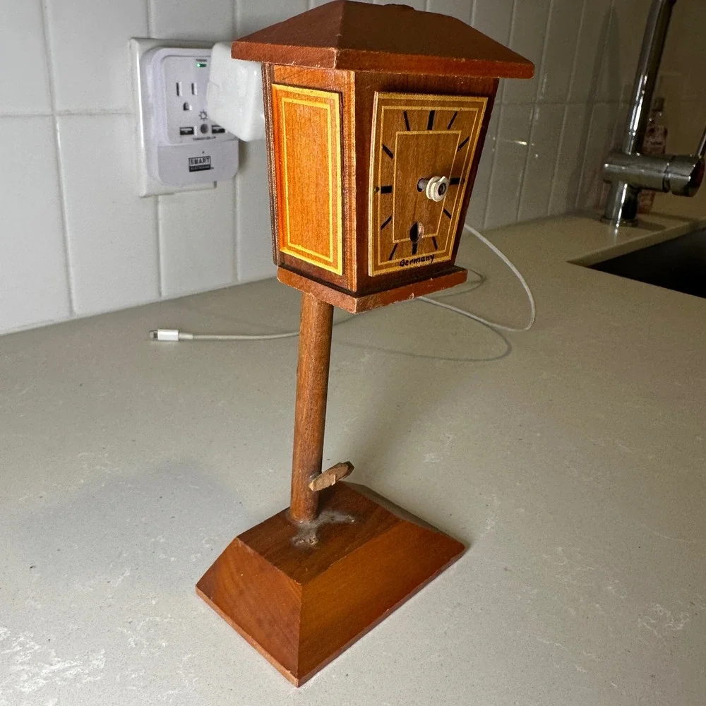 Vintage German Wooden‎ Clock Shelf Table Desk Decor Collectible Needs Work